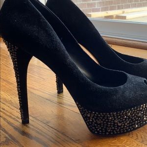 Brian Atwood Crystal Suede Platform Size 9